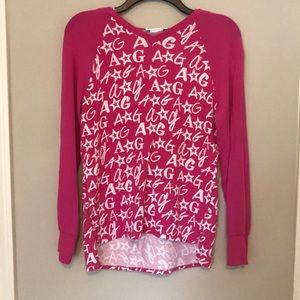 American Girl pink and white logo pullover